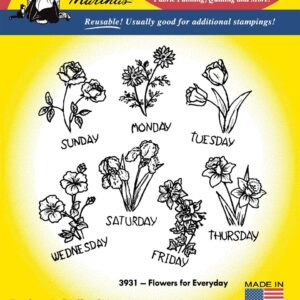 Aunt Martha's Flowers for Everyday 3931 days of the week embroidery iron on pattern