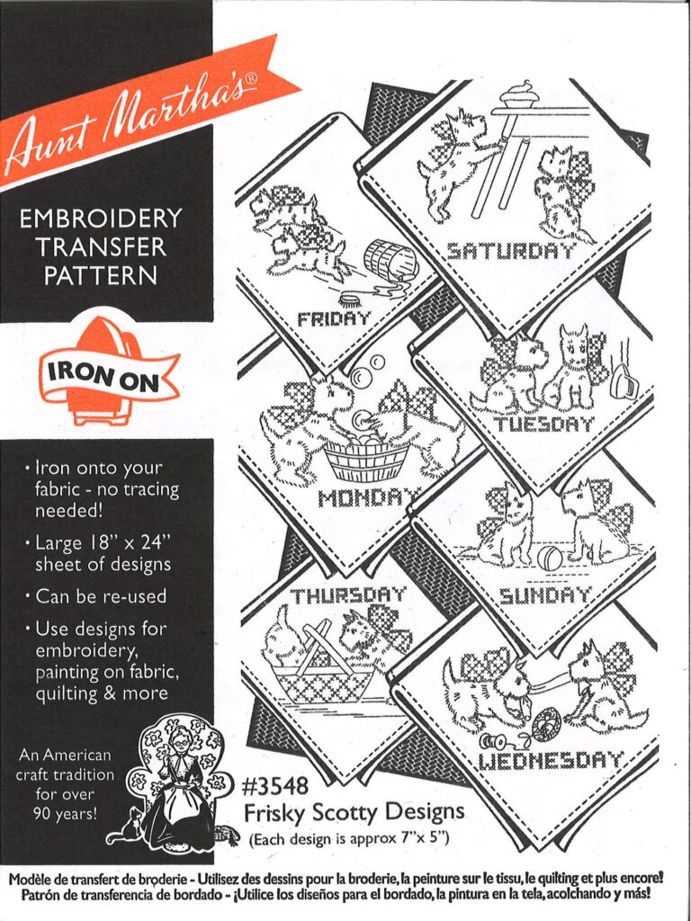 Aunt Martha's Frisky Scotty Designs 3548 embroidery iron on pattern