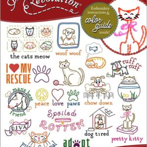 Stitcher's Revolution Cats and Dogs SR21 embroidery iron on pattern