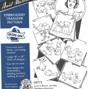 Aunt Martha's Love in Bloom, Animals 9773 embroidery iron on pattern
