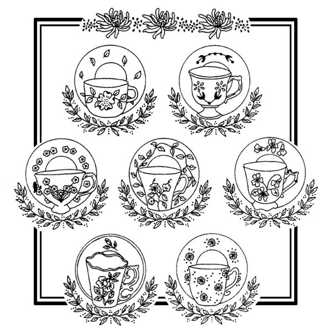 Aunt Martha's Floral Teacups 3897 embroidery iron on patterns - Image 4