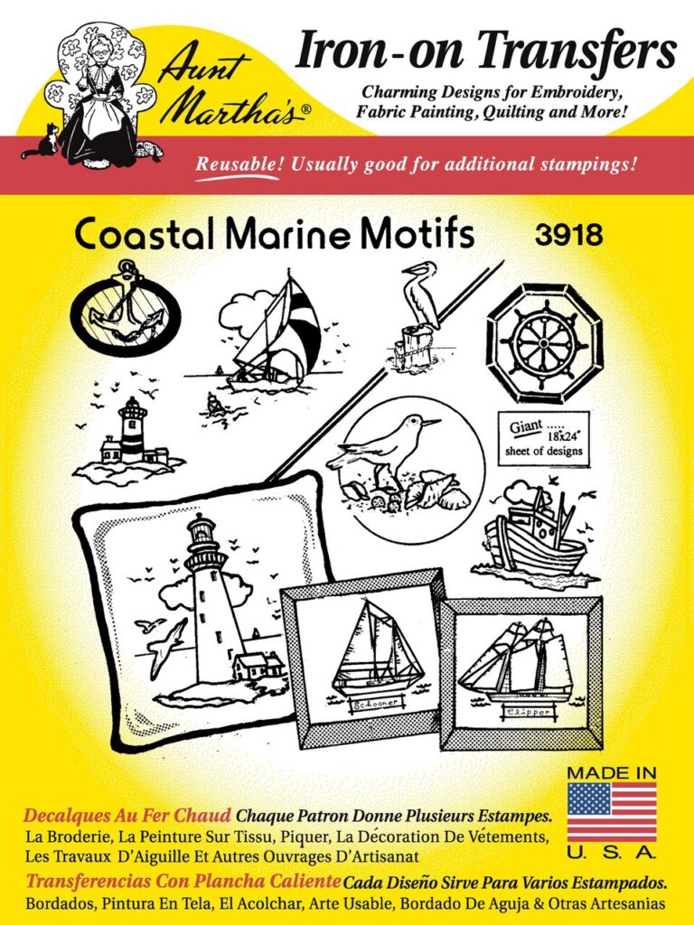 Aunt Martha's Coastal Marine 3918 embroidery iron on pattern