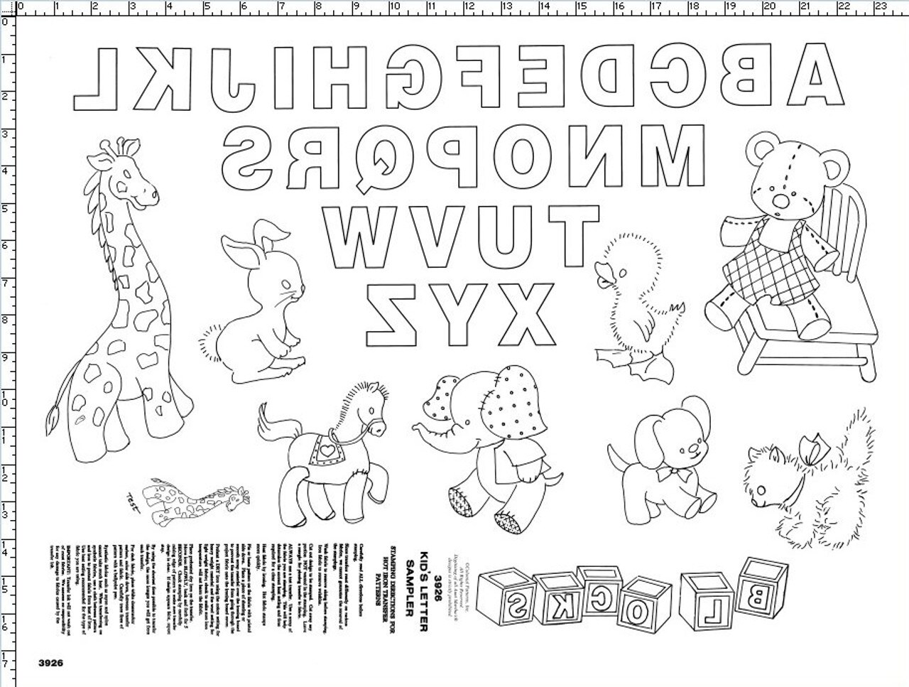 Aunt Martha's Kid's Letter Sampler 3926 embroidery iron on pattern - Image 4