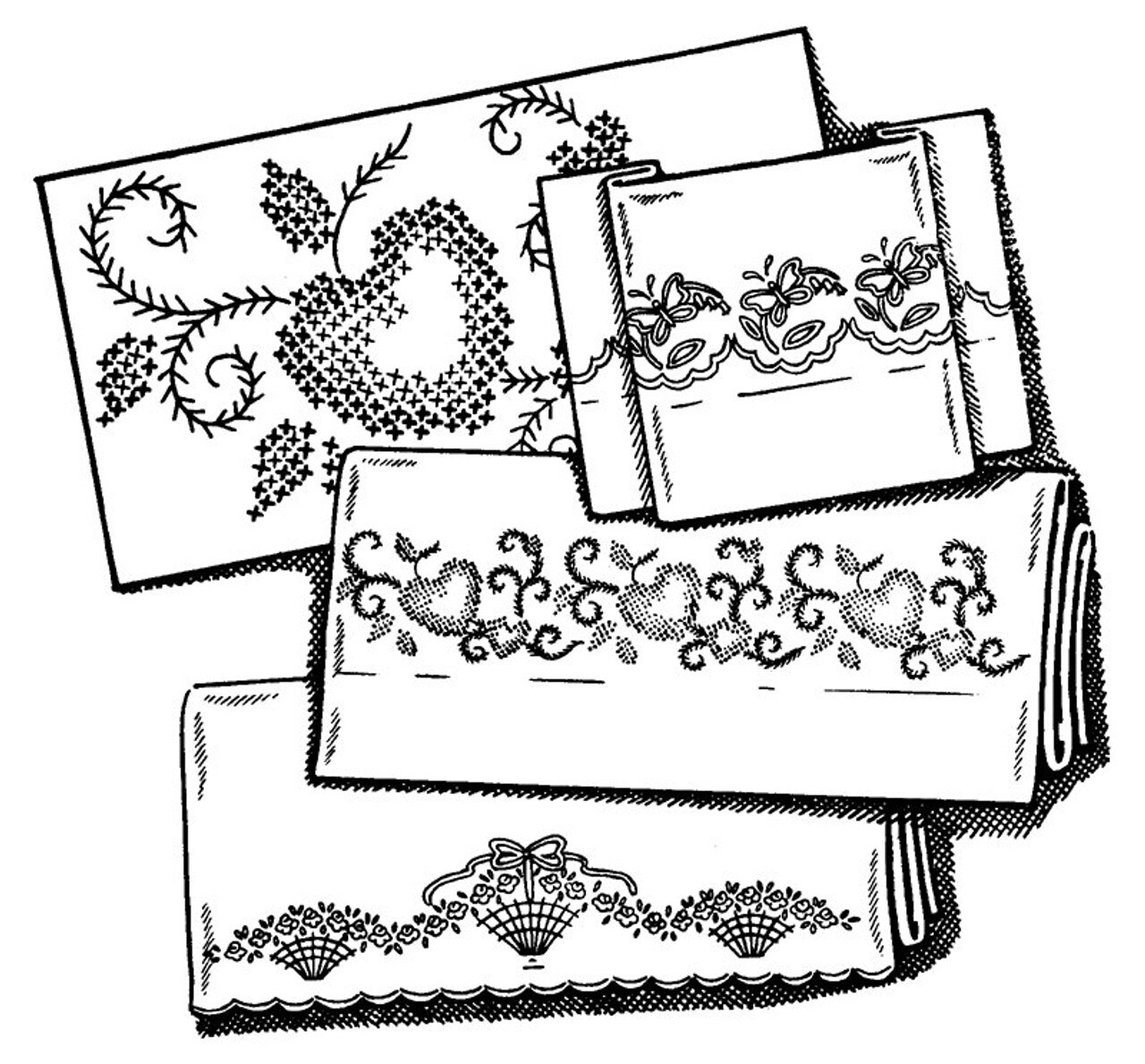 Aunt Martha's Hearts and Flowers for Linens 3660 embroidery iron on pattern - Image 3