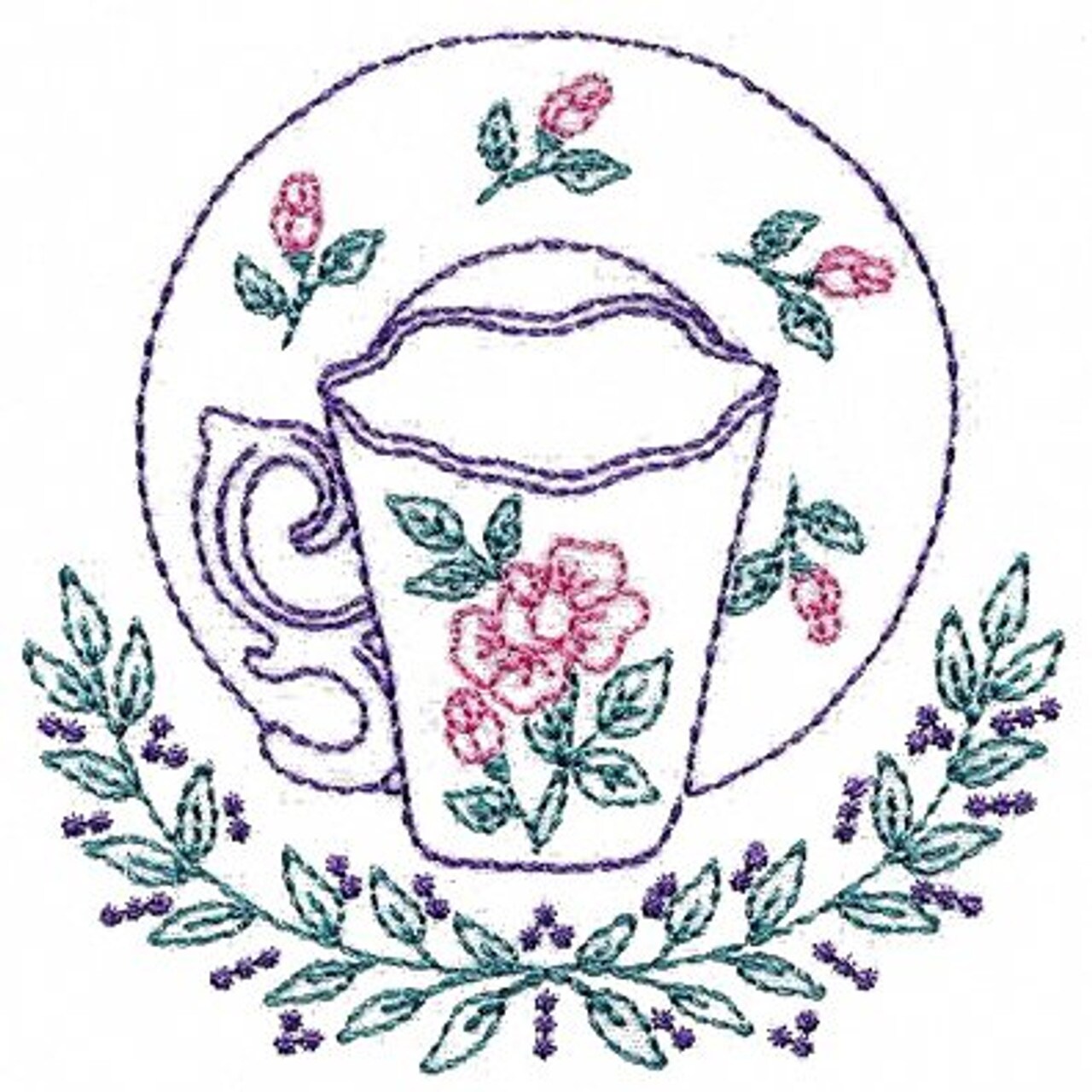 Aunt Martha's Floral Teacups 3897 embroidery iron on patterns - Image 2