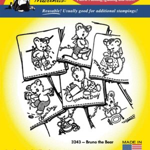 Aunt Martha's Bruno the Bear 3243 Hot Iron Transfers for embroidery and paint