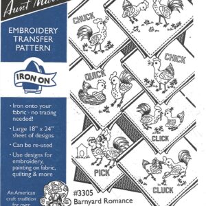 Aunt Martha's Barnyard Romance Hot Iron Embroidery Transfer 3305