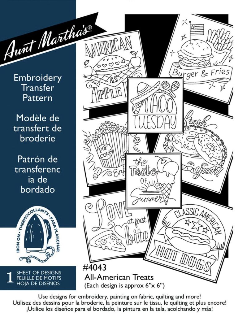 Aunt Martha's All-American Treats 4043 embroidery iron on pattern
