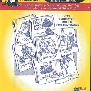 Aunt Martha's Decorator Motifs for Tea Towels 3788 embroidery iron on pattern