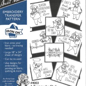 Aunt Martha's A Toast to the Chef 4003 embroidery iron on pattern