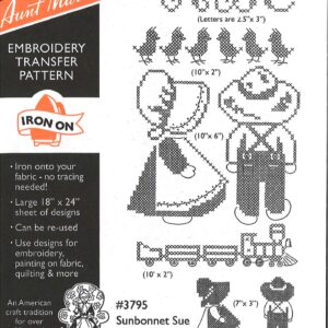 Aunt Martha's Sunbonnet Sue & Overall 3795 embroidery iron on pattern
