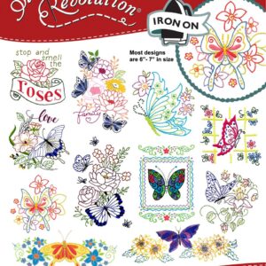 Stitcher's Revolution Flowers& Butterflies SR42 embroidery iron on pattern