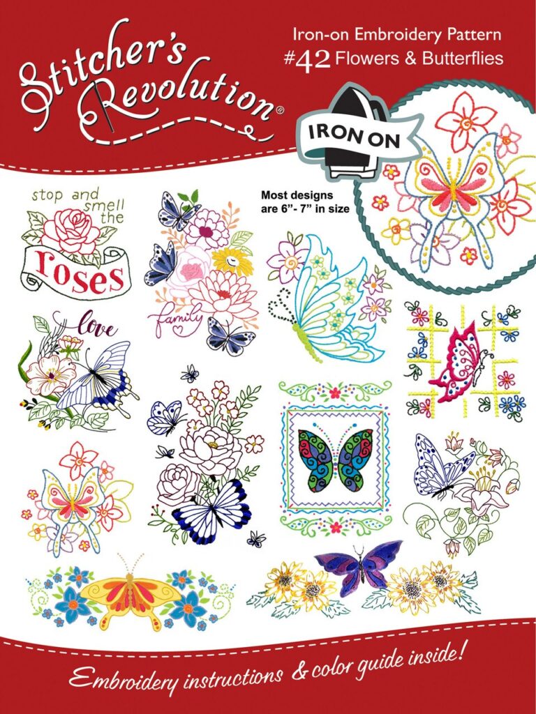 Stitcher's Revolution Flowers& Butterflies SR42 embroidery iron on pattern