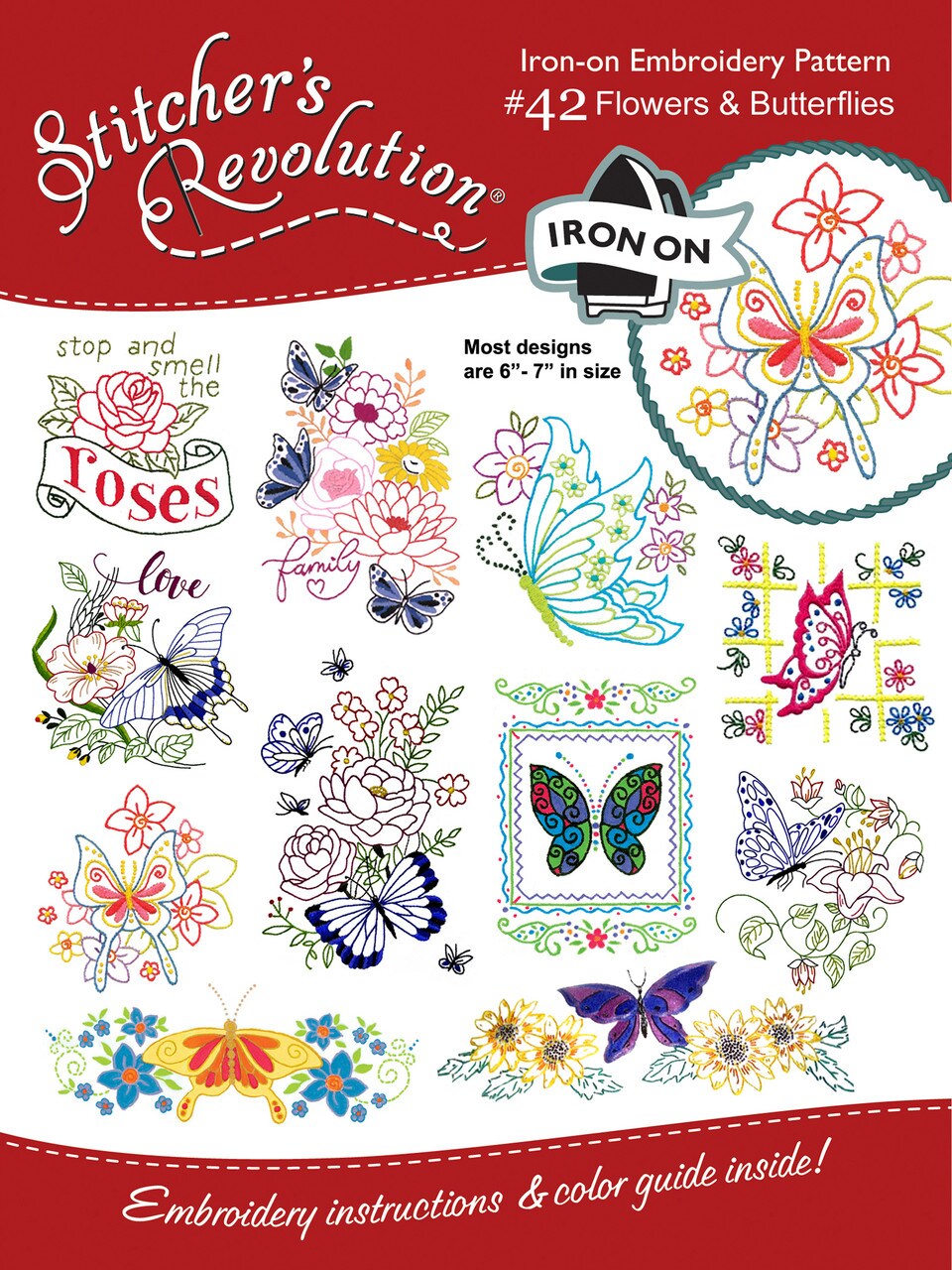 Stitcher's Revolution Flowers& Butterflies SR42 embroidery iron on pattern