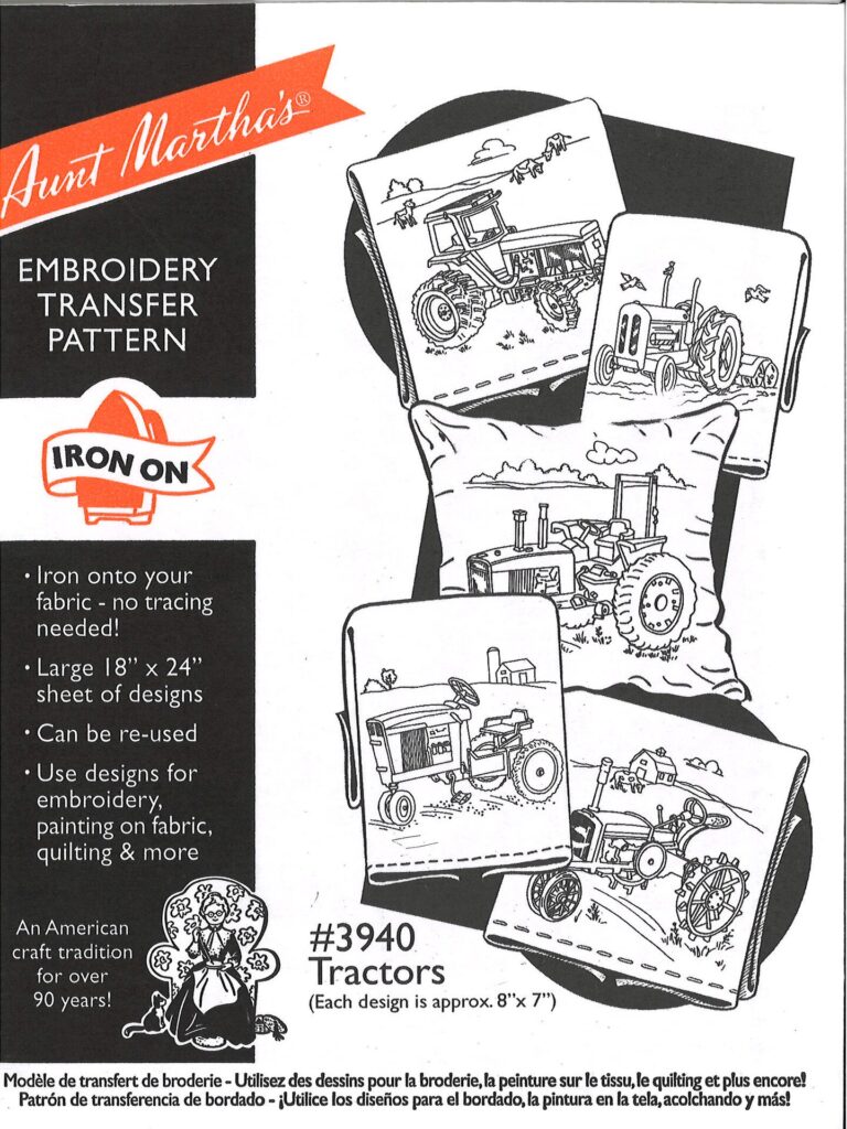 Aunt Martha's Tractors 3940 embroidery iron on pattern