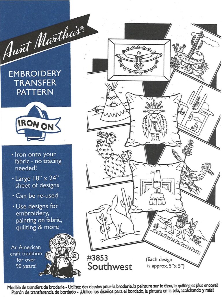 Aunt Martha's Southwest 3853 embroidery iron on pattern