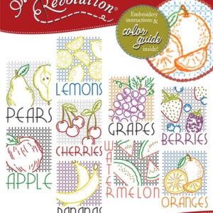 Stitcher's Revolution Retro Fruit SR22 embroidery iron on pattern