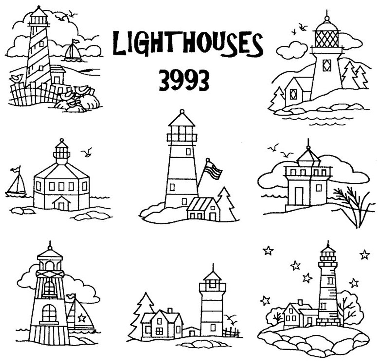 Aunt Martha's Lighthouses 3993 embroidery iron on pattern - Image 3