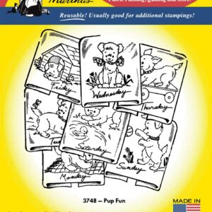 Aunt Martha's Pup Fun 3748 embroidery iron on pattern