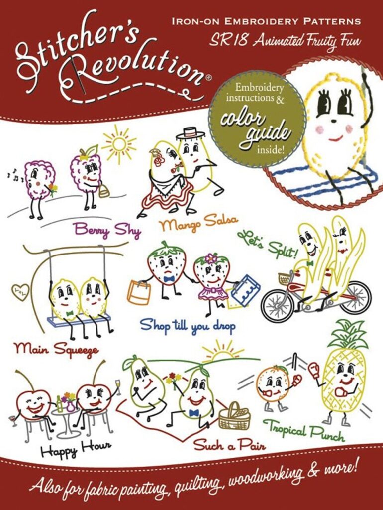 Stitcher's Revolution Animated Fruity Fun SR18 embroidery iron on pattern