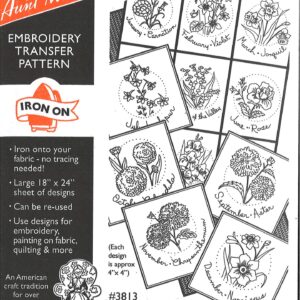 Aunt Martha's Flowers of the Month 3813 embroidery iron on pattern