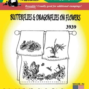 Aunt Martha's Butterflies & Dragonflies on Flowers 3939 embroidery iron on pattern
