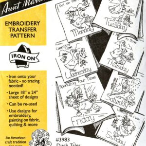Aunt Martha's Duck Tales 3983 days of the week embroidery iron on pattern