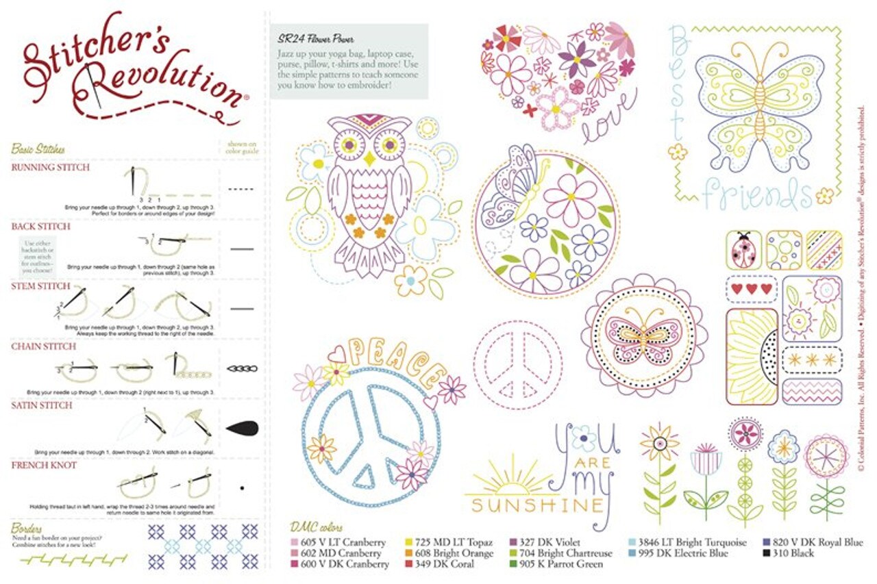 Stitcher's Revolution Flower Power SR24 embroidery iron on pattern - Image 4