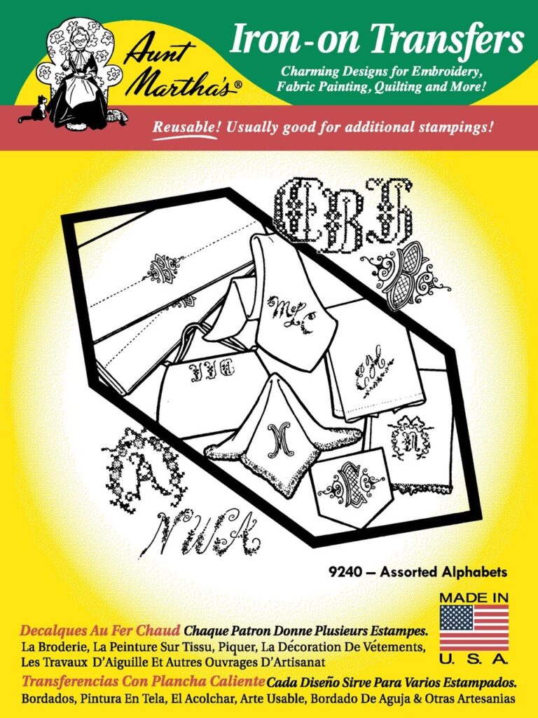 Aunt Martha's Three Alphabets 9240 embroidery iron on pattern