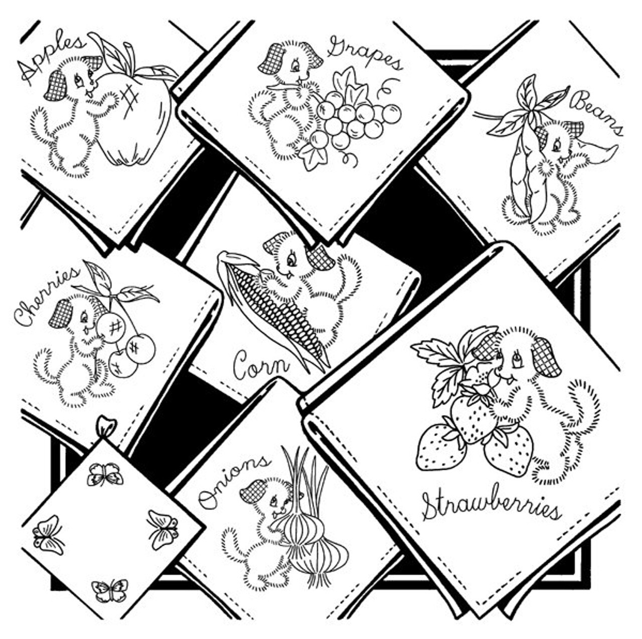 Aunt Martha's Fruit and Veggie Pup 3994 embroidery iron on pattern - Image 3
