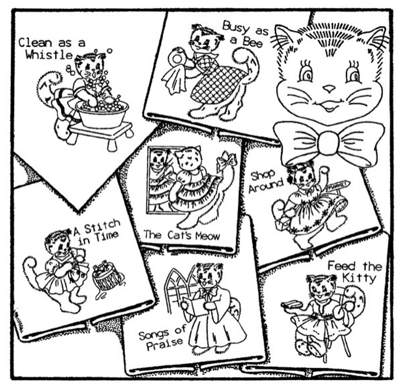 Aunt Martha's Cat Tales 3988 embroidery iron on pattern - Image 3