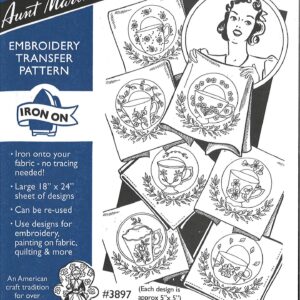 Aunt Martha's Floral Teacups 3897 embroidery iron on patterns