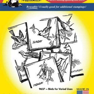 Aunt Martha's Birds for Varied Uses 9637 embroidery iron on pattern