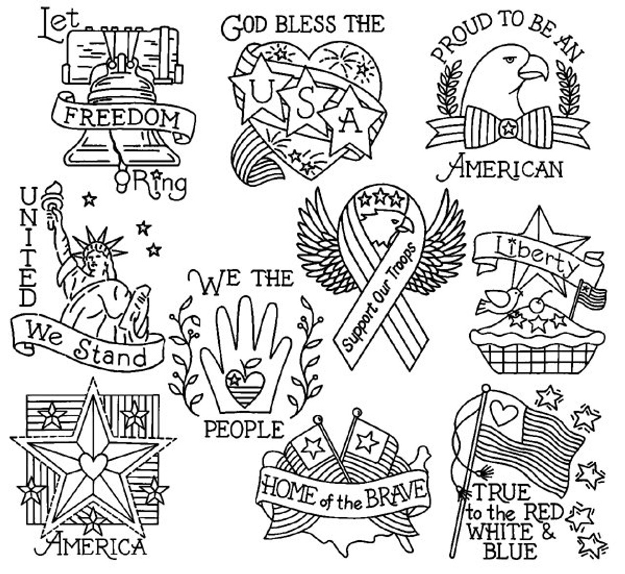Aunt Martha's Proud to be an American 4022 embroidery iron on pattern - Image 2