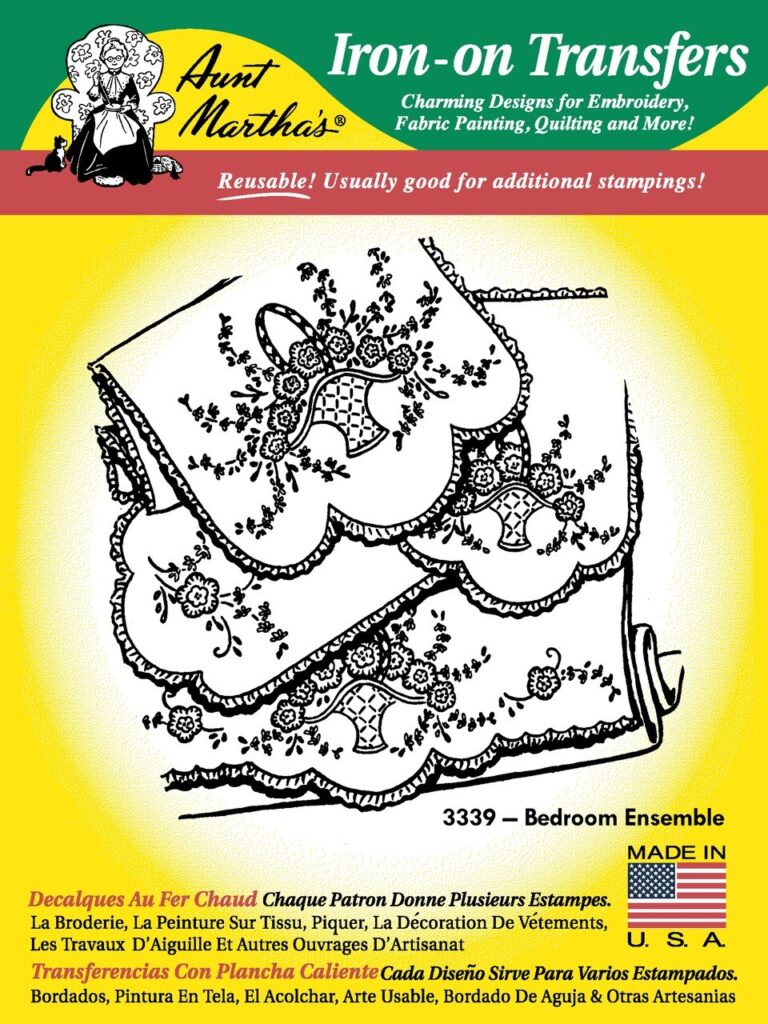 Aunt Martha's Bedroom Ensemble 3339 Hot Iron Embroidery Transfer