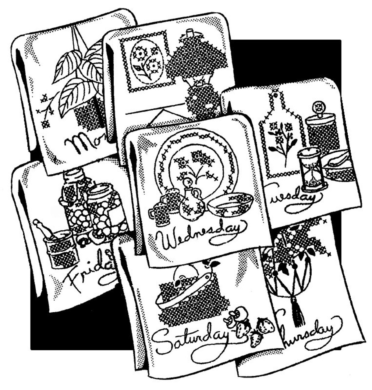 Aunt Martha's Decorator Motifs for Tea Towels 3788 embroidery iron on pattern - Image 3