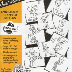 Aunt Martha's Lil' Leaguers 3804 embroidery iron on transfer