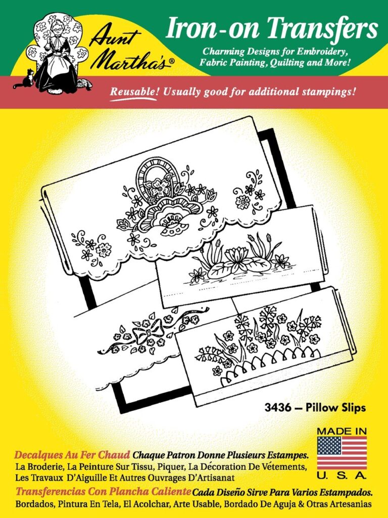 Aunt Martha's Pillow Slips 3436 hot iron embroidery transfer pattern