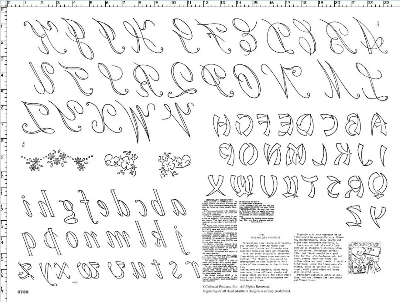 Aunt Martha's New Monograms 3739 embroidery iron on pattern - Image 3