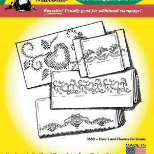Aunt Martha's Hearts and Flowers for Linens 3660 embroidery iron on pattern