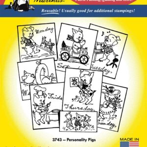 Aunt Martha's Personality Pigs 3743 embroidery iron on pattern