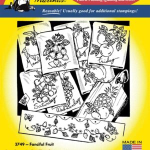 Aunt Martha's Fanciful Fruit 3749 embroidery iron on pattern