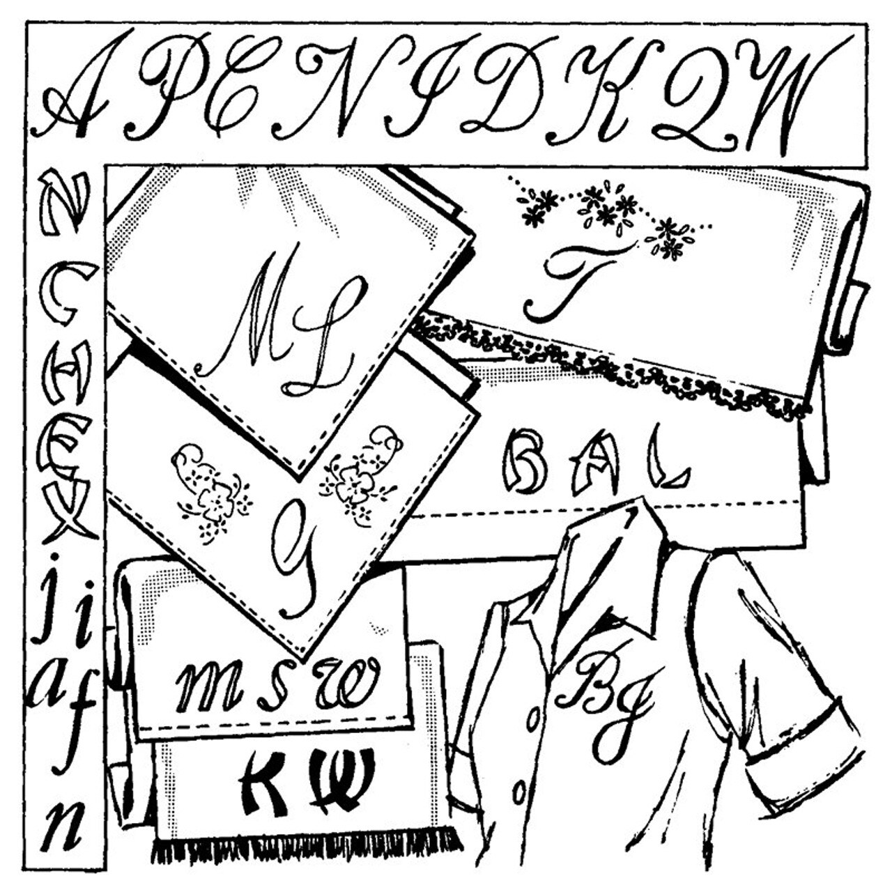 Aunt Martha's New Monograms 3739 embroidery iron on pattern - Image 2