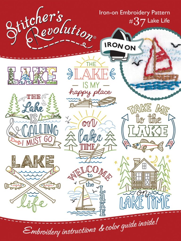 Aunt Martha's Lake Life SR37 embroidery iron on pattern
