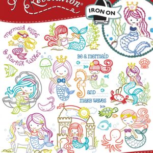 Stitcher's Revolution Mermaid Wishes SR32 embroidery iron on pattern