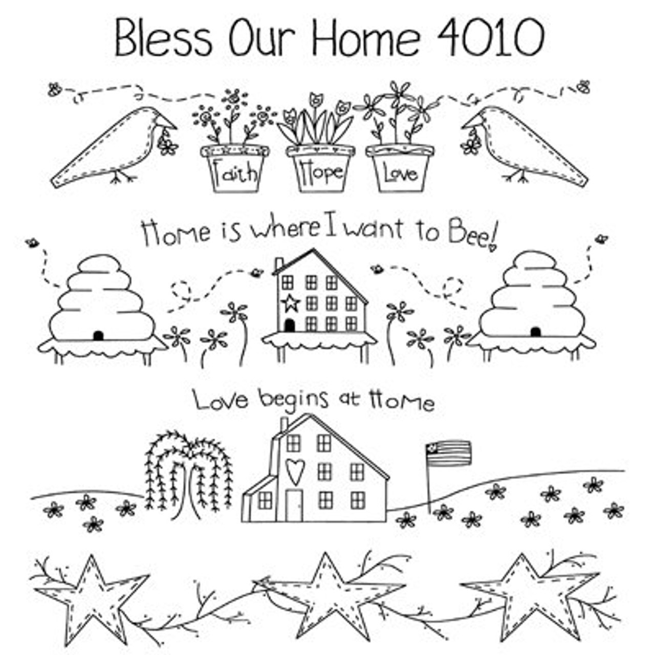 Aunt Martha's Bless Our Home 4010 embroidery iron on pattern - Image 2