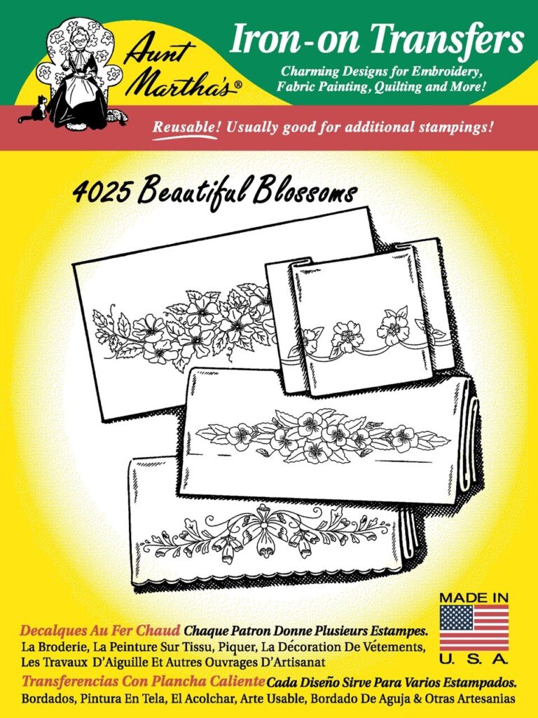Aunt Martha's Beautiful Blossoms 4024 embroidery iron on pattern