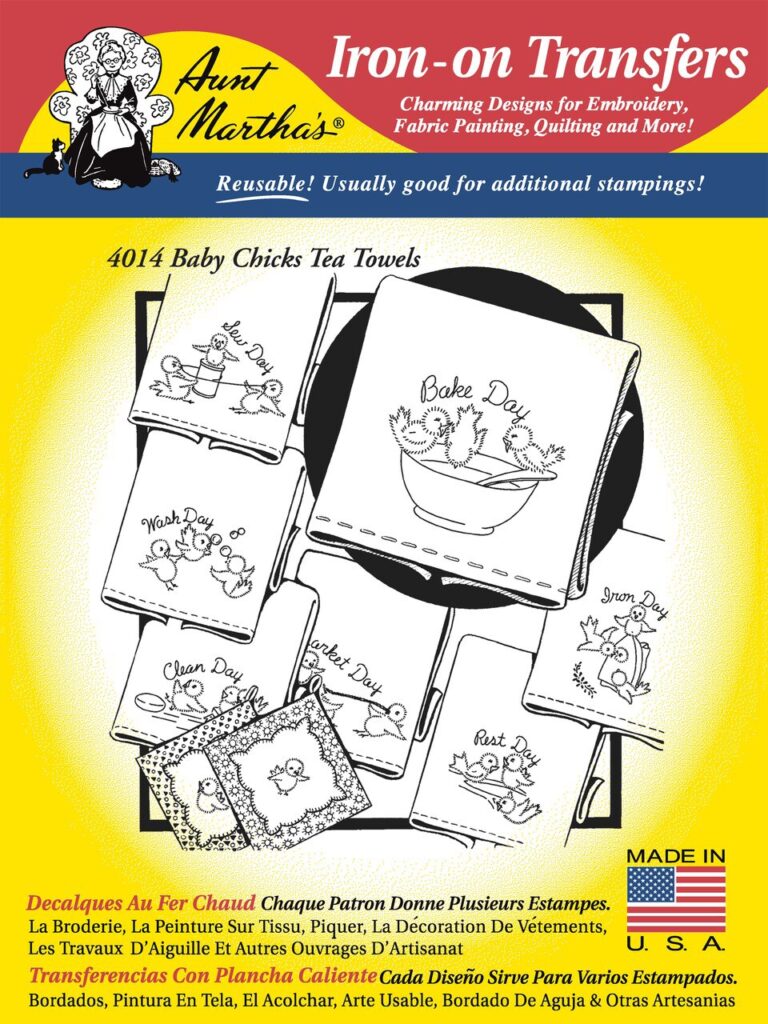 Aunt Martha's Baby Chicks 4014 embroidery iron on pattern