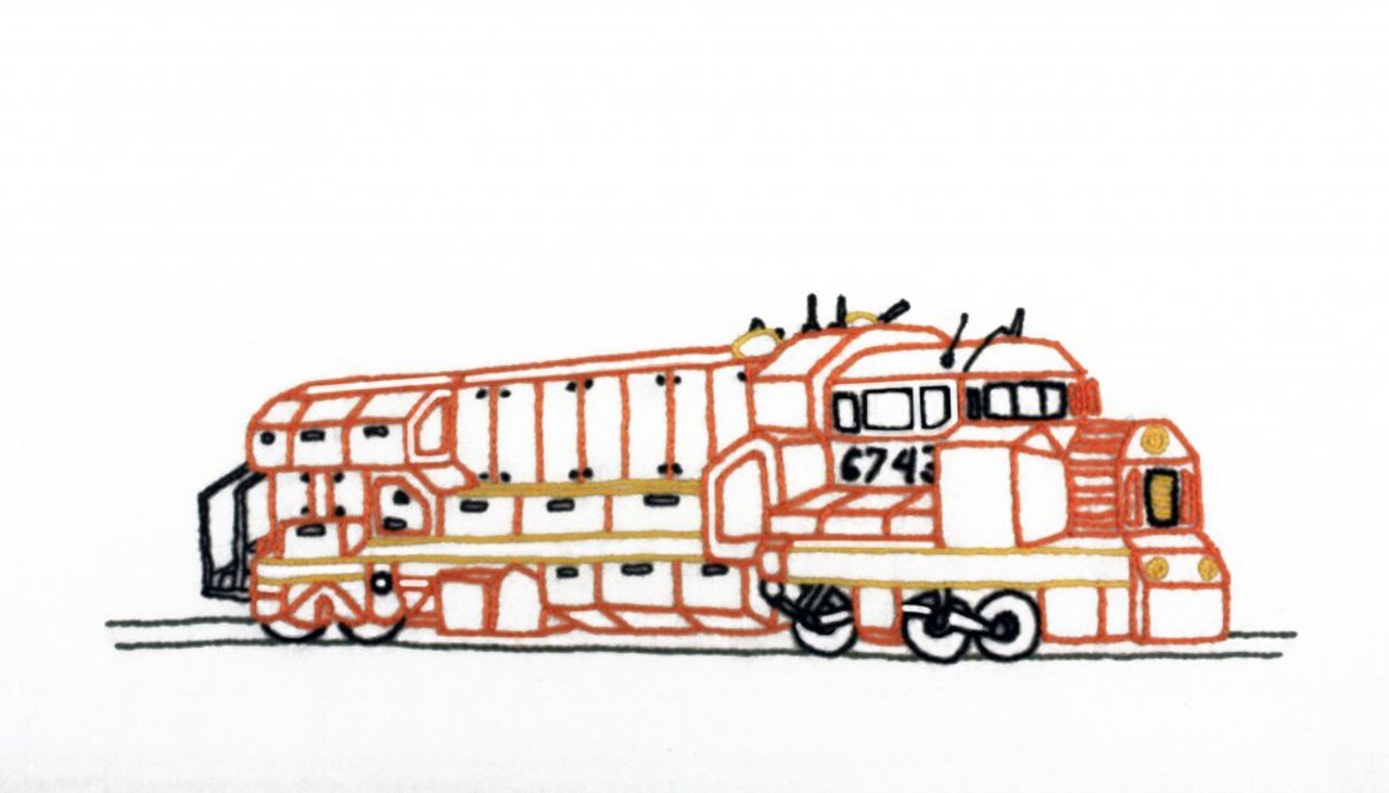 Aunt Martha's All Aboard 3945 trains embroidery iron on pattern - Image 2