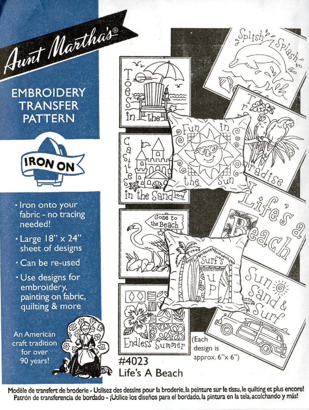 Aunt Martha's Life's A Beach 4023 embroidery iron on pattern